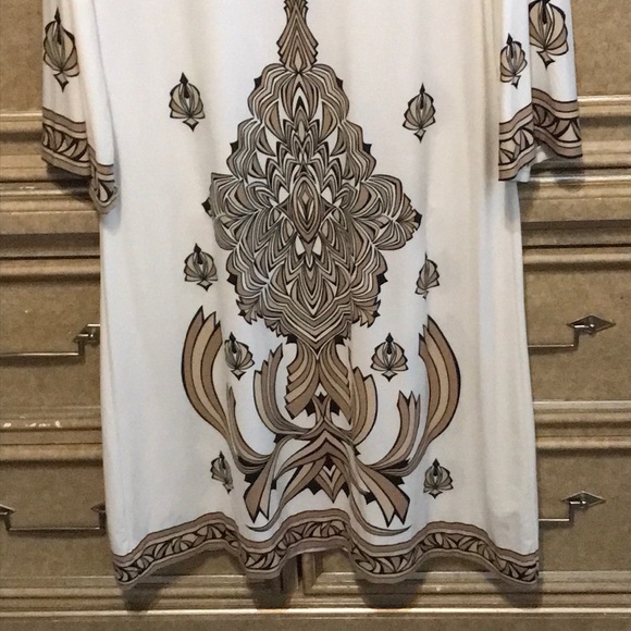 IVORY BLACK BEIGE TUNIC DRESS - Picture 2 of 4